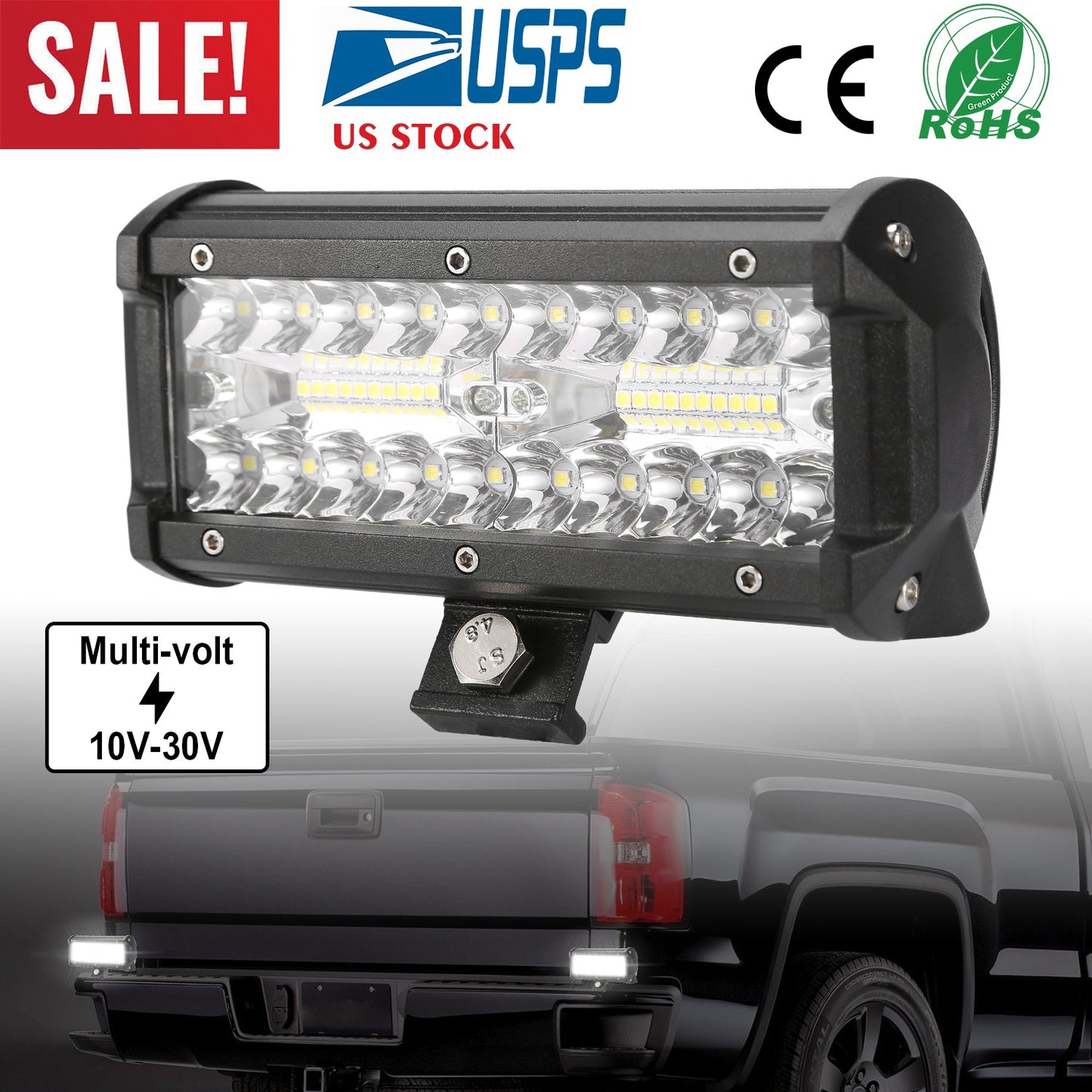 7" LED Light Bar 120W 12000LM LED Work Light Pods Offroad Driving Lights IP67