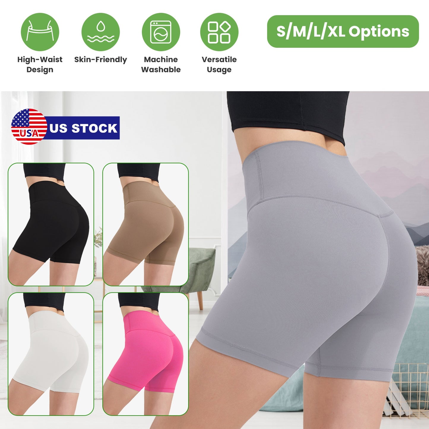 Women s High Waist Biker Shorts Tummy Control Pants Athletic Leggings Spandex