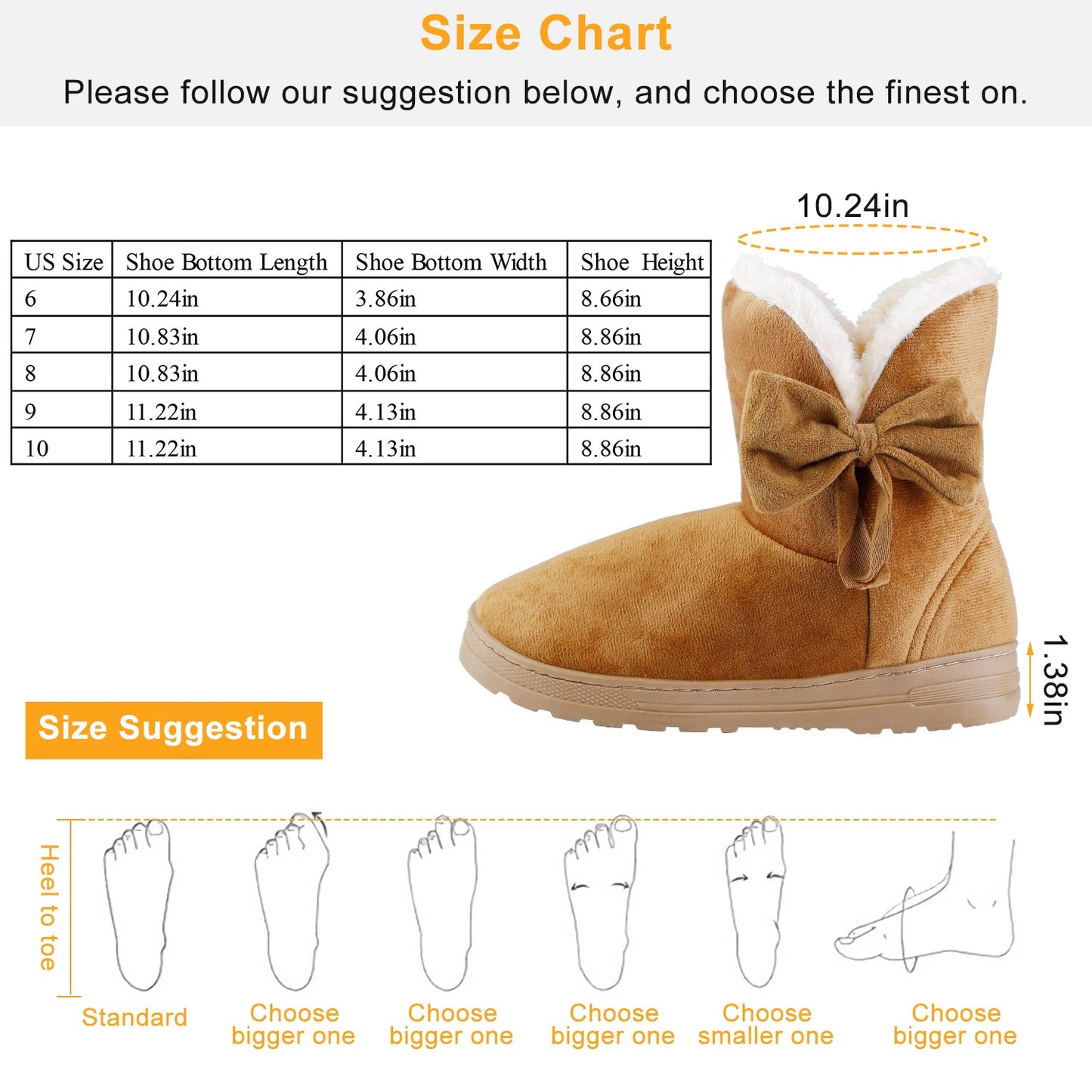 Women Ladies Snow Boots Super Soft Fabric Mid-Calf Winter Shoes Thickened Plush