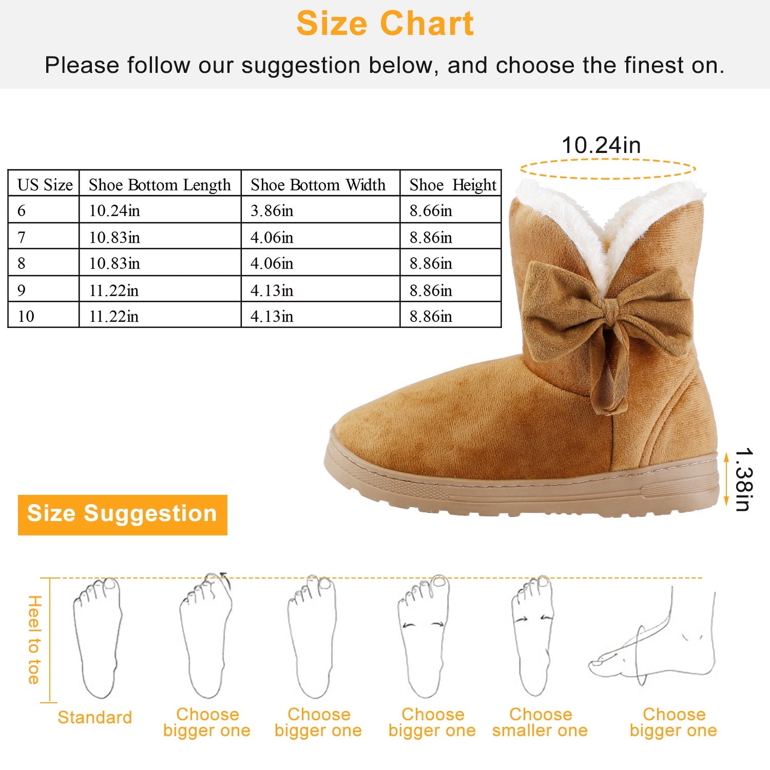 Women Ladies Snow Boots Super Soft Fabric Mid-Calf Winter Shoes Thickened Plush
