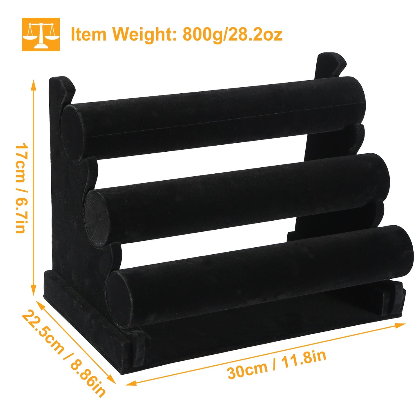 3-Tier Velvet Jewelry Stand Removable Bracelet Holder Watch Jewelry Bangle