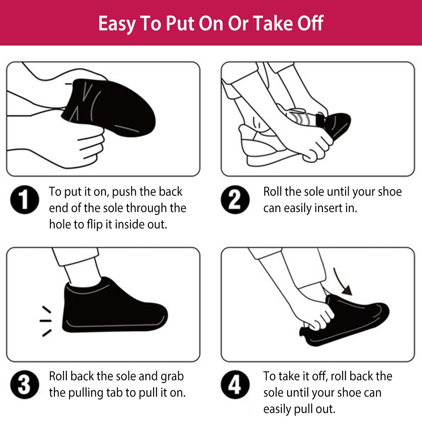 Waterproof Shoe Covers Reusable Not-Slip Rain Shoe Covers Protectors Foldable