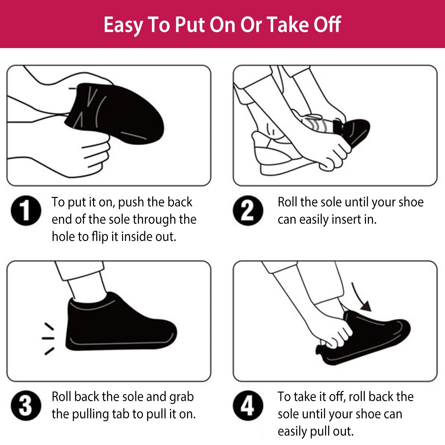 Waterproof Shoe Covers Reusable Not-Slip Rain Shoe Covers Protectors Foldable