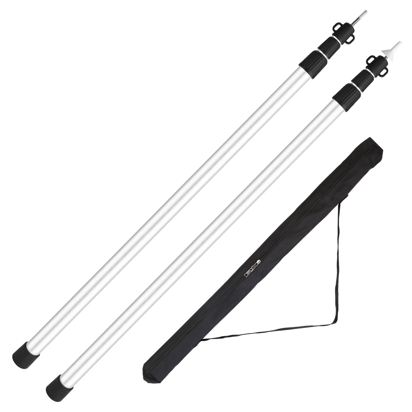2Pcs Telescoping Tarp Poles Portable Aluminum Awning Poles 3-7.5ft Adjustable