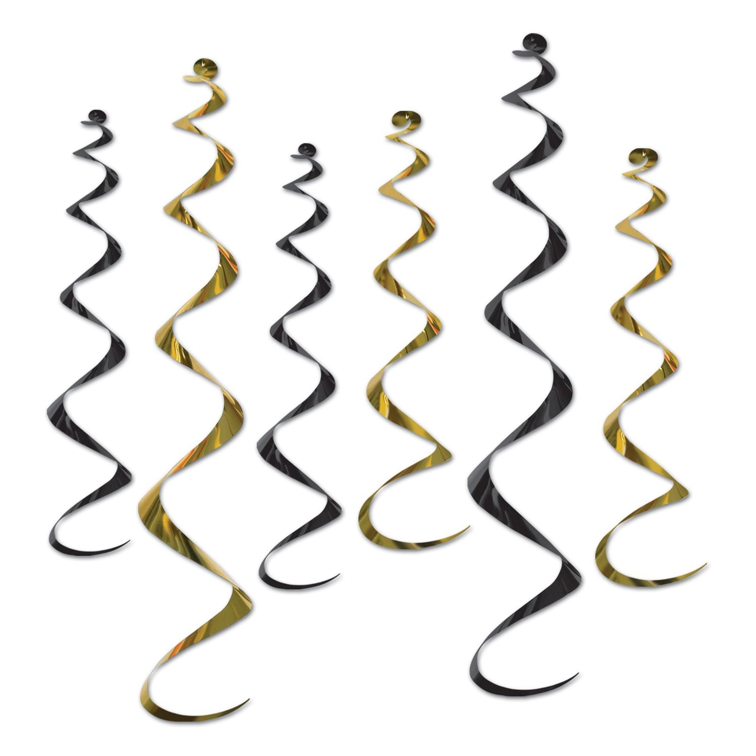 Beistle Black and Gold Twirly Whirlys - General Occasion | Party Supply