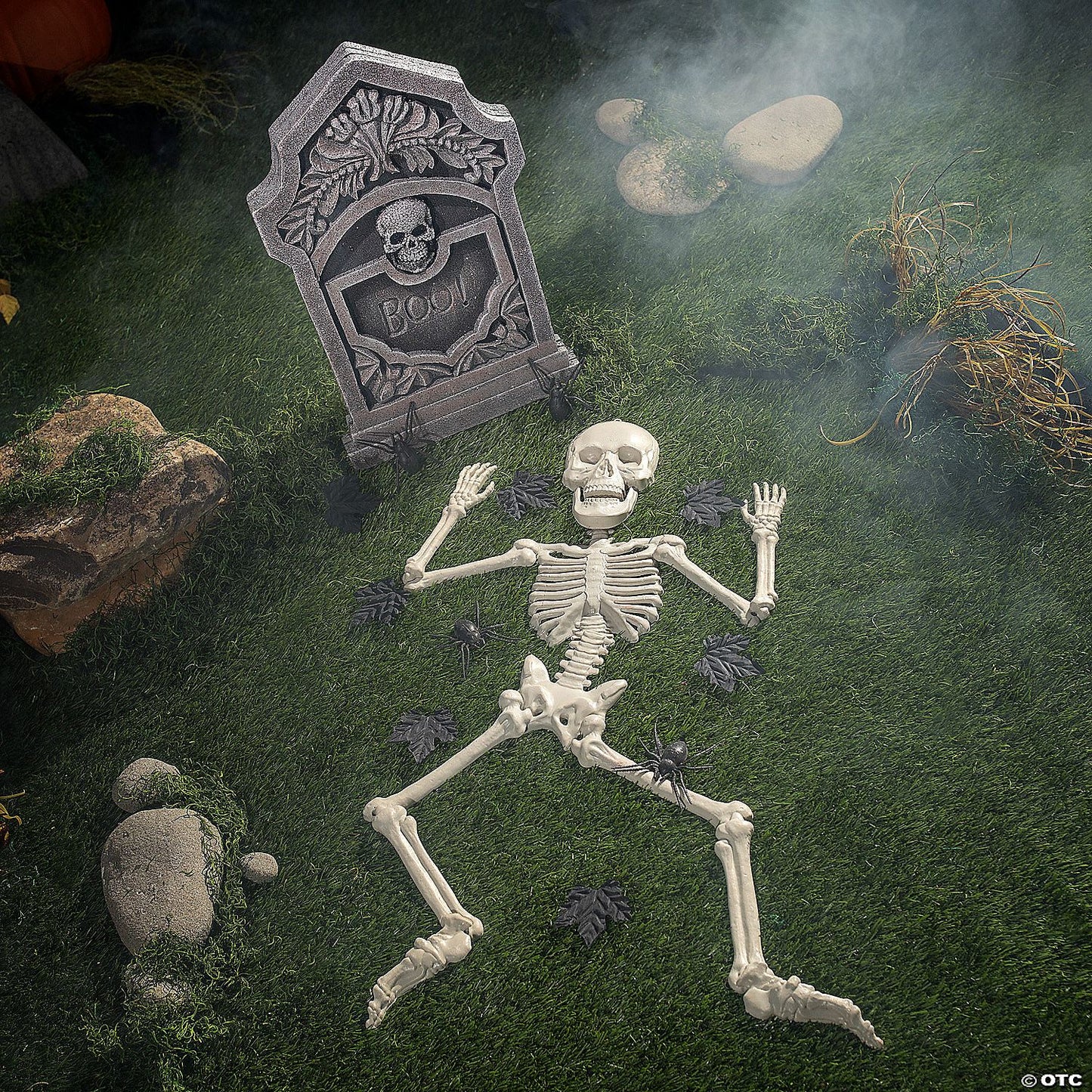 Boo! Tombstone & Skeleton Graveyard Halloween Decorations Set - 24 Pc.