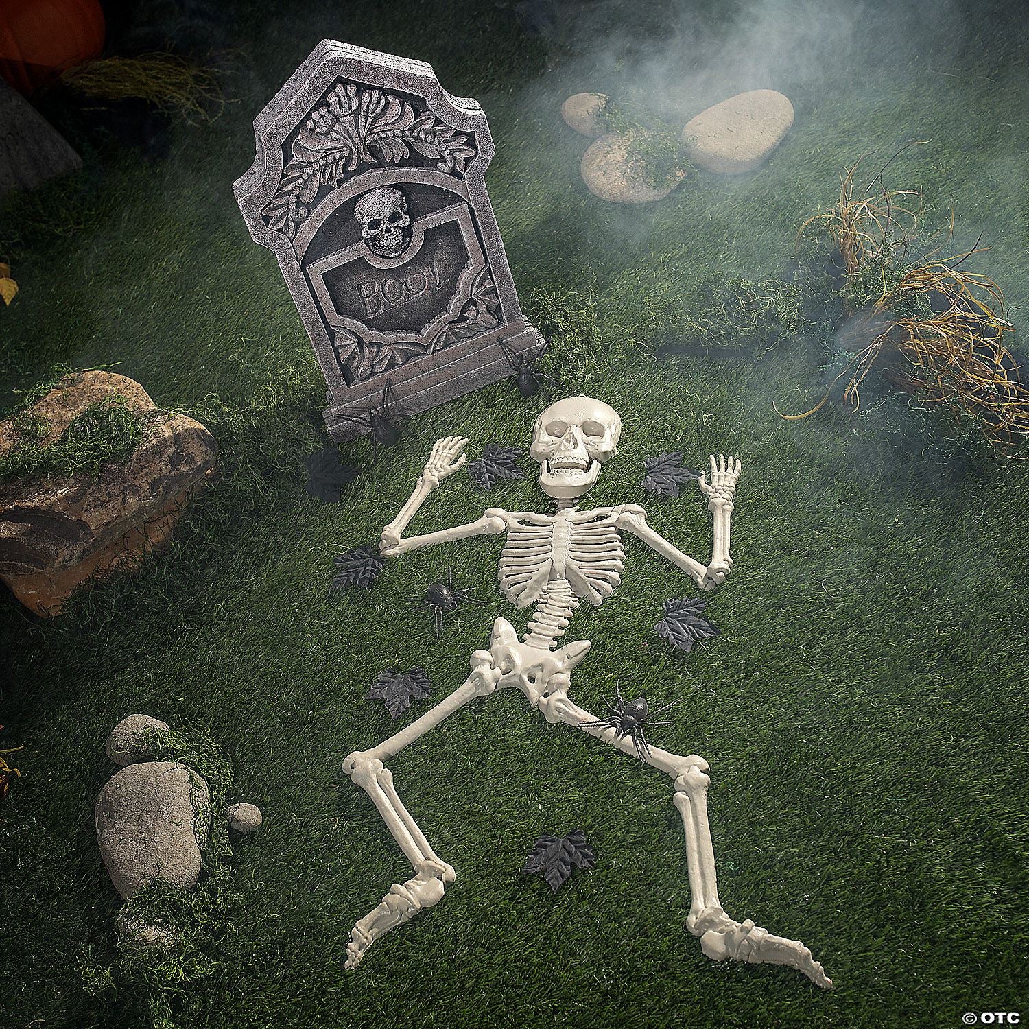 Boo! Tombstone & Skeleton Graveyard Halloween Decorations Set - 24 Pc.