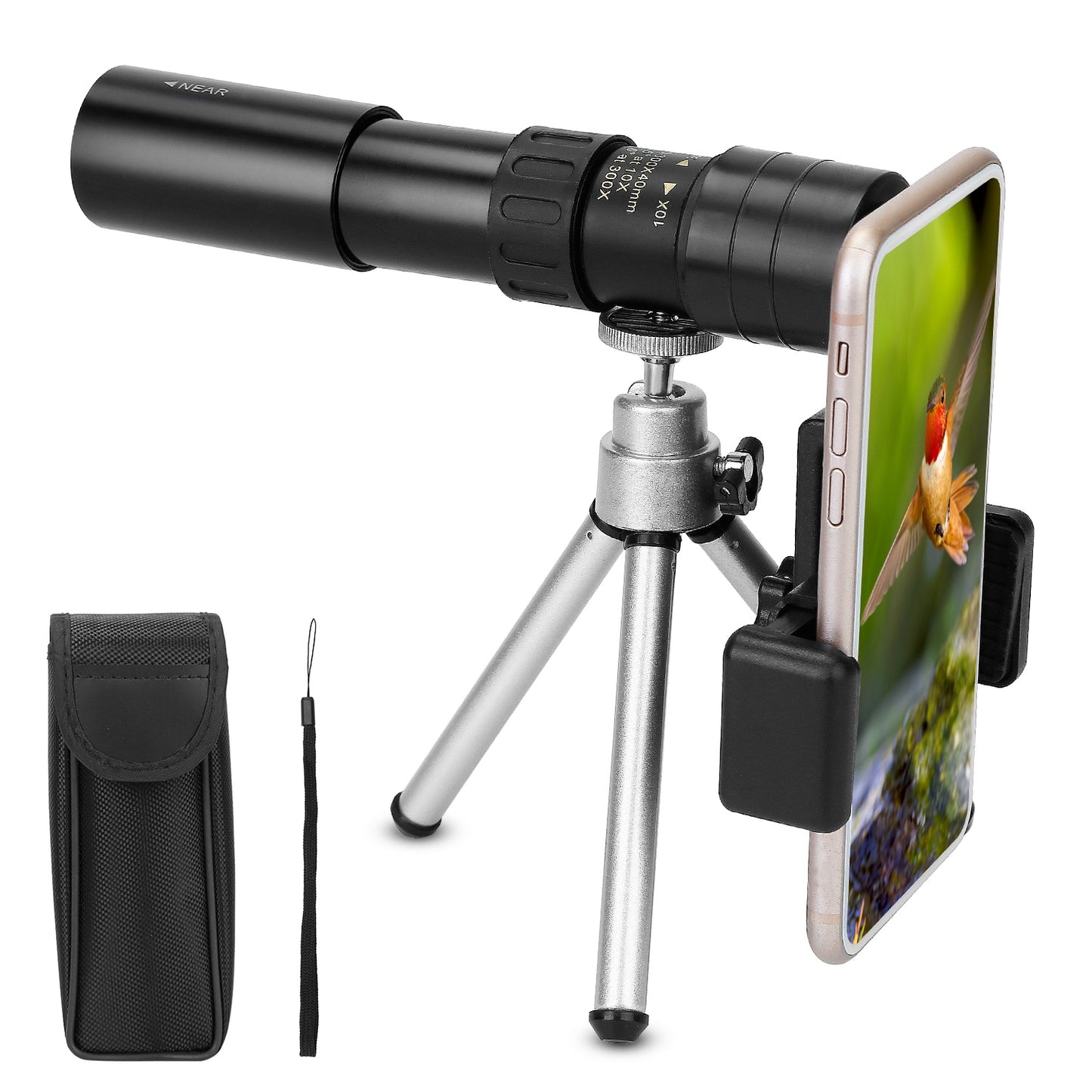 10X-300X Zoom Monocular Telescope High Definition Phone Telephoto Lens w/ Phone