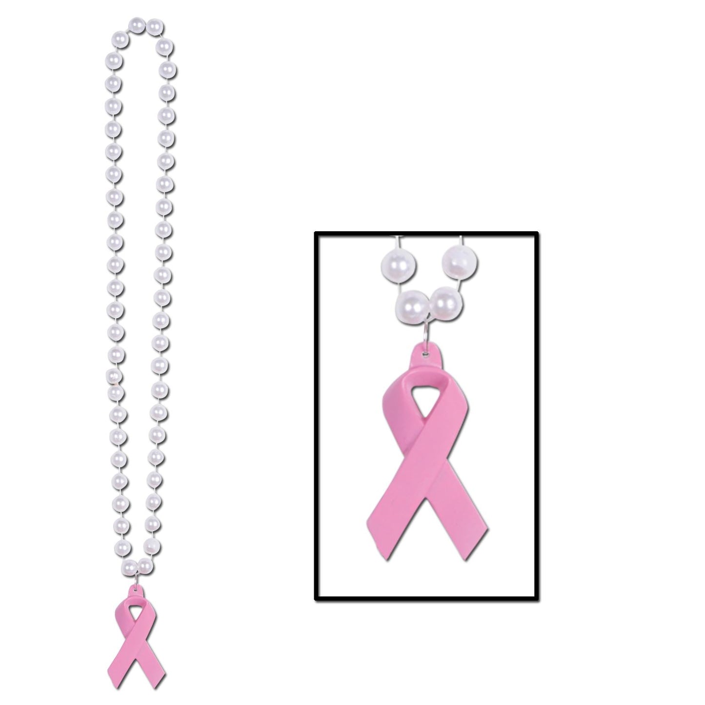 Beistle Beads w/Pink Ribbon Medallion | Party Supply | Decoration | Favor