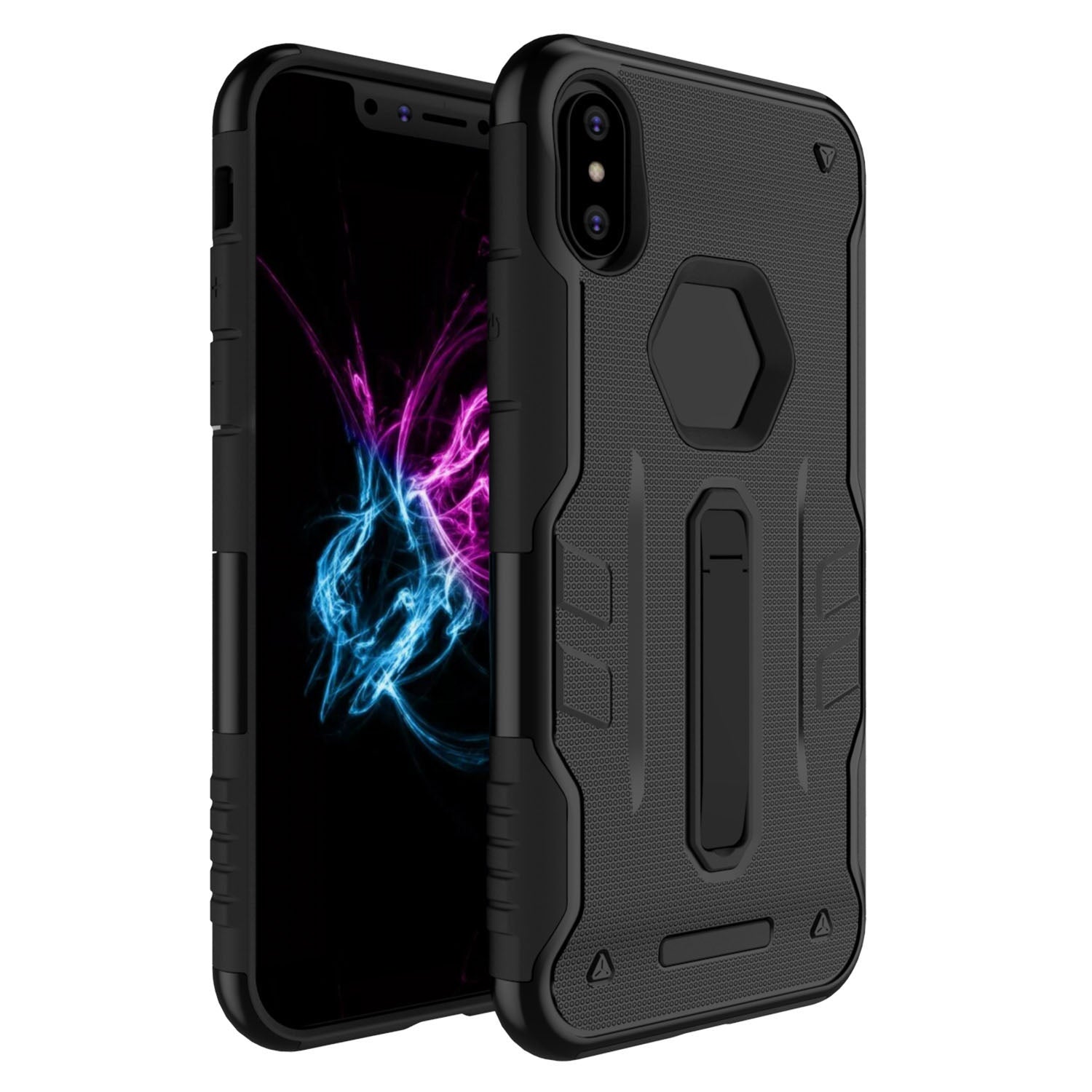 Rugged Phone Case for iPhone X Drop-protection Phone Case with Kickstand Heavy