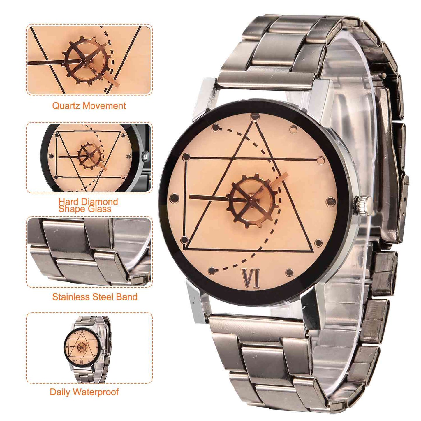 Couples Quartz Watch Men Women Stainless Steel Wrist Watch Ultra-Thin Cutting