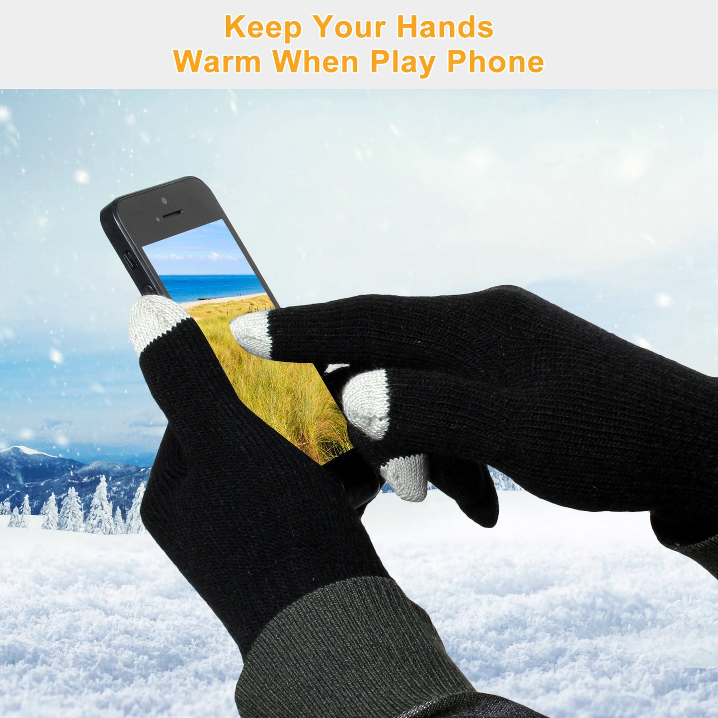 Unisex Touch Screen Gloves Full Finger Winter Warm Knitted Gloves For Warmth