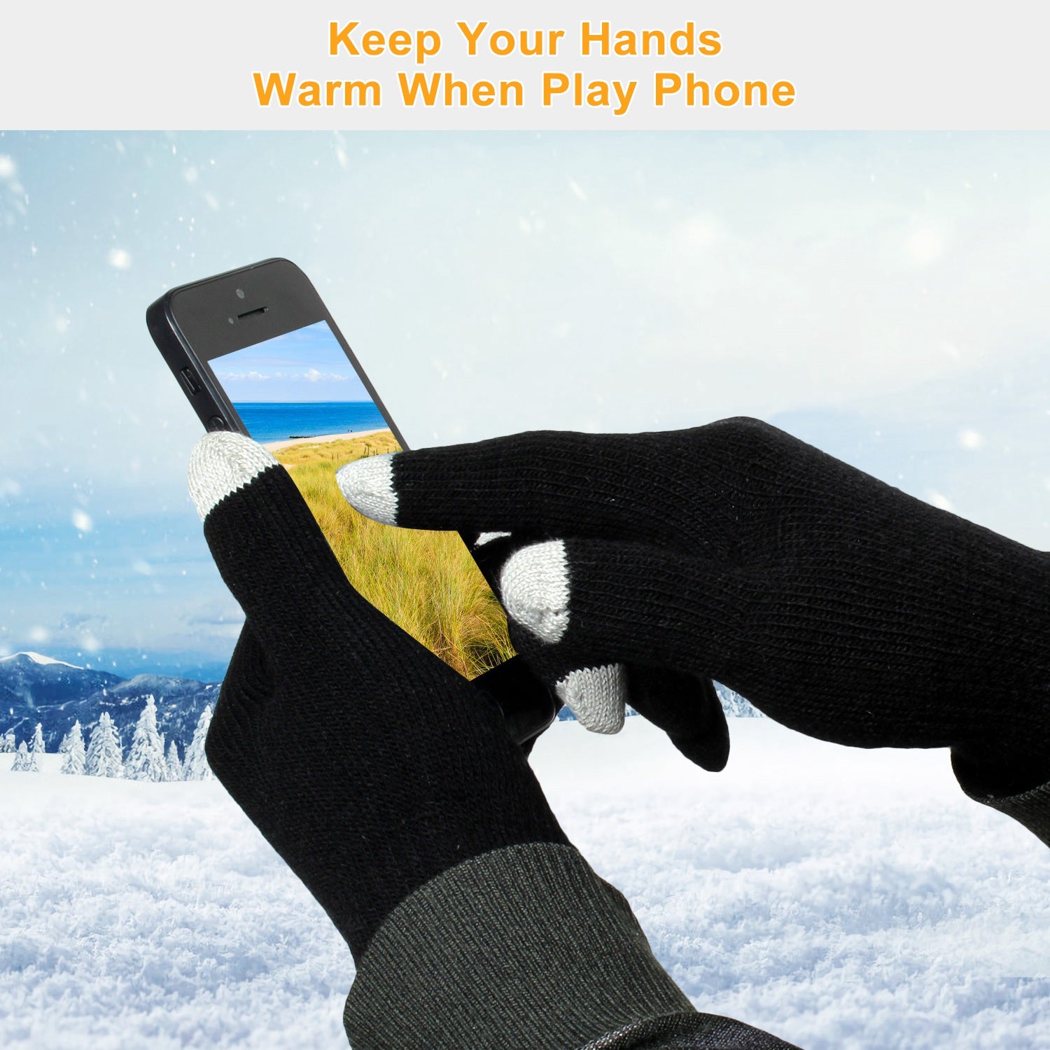 Unisex Touch Screen Gloves Full Finger Winter Warm Knitted Gloves For Warmth