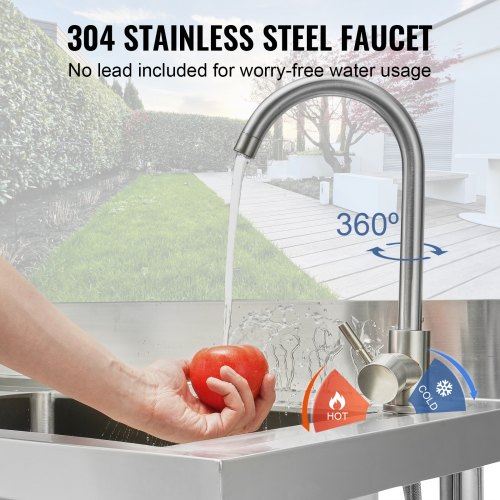 Stainless Steel Utility Sink Free Standing Single Bowl Commercial Kitchen