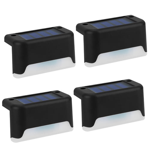 4Pcs Solar Powered LED Step Lights Outdoor IP55 Waterproof Dusk To Dawn Sensor