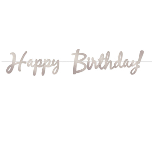 Beistle Foil Happy Birthday Streamer - Silver | Party Supply | Decoration
