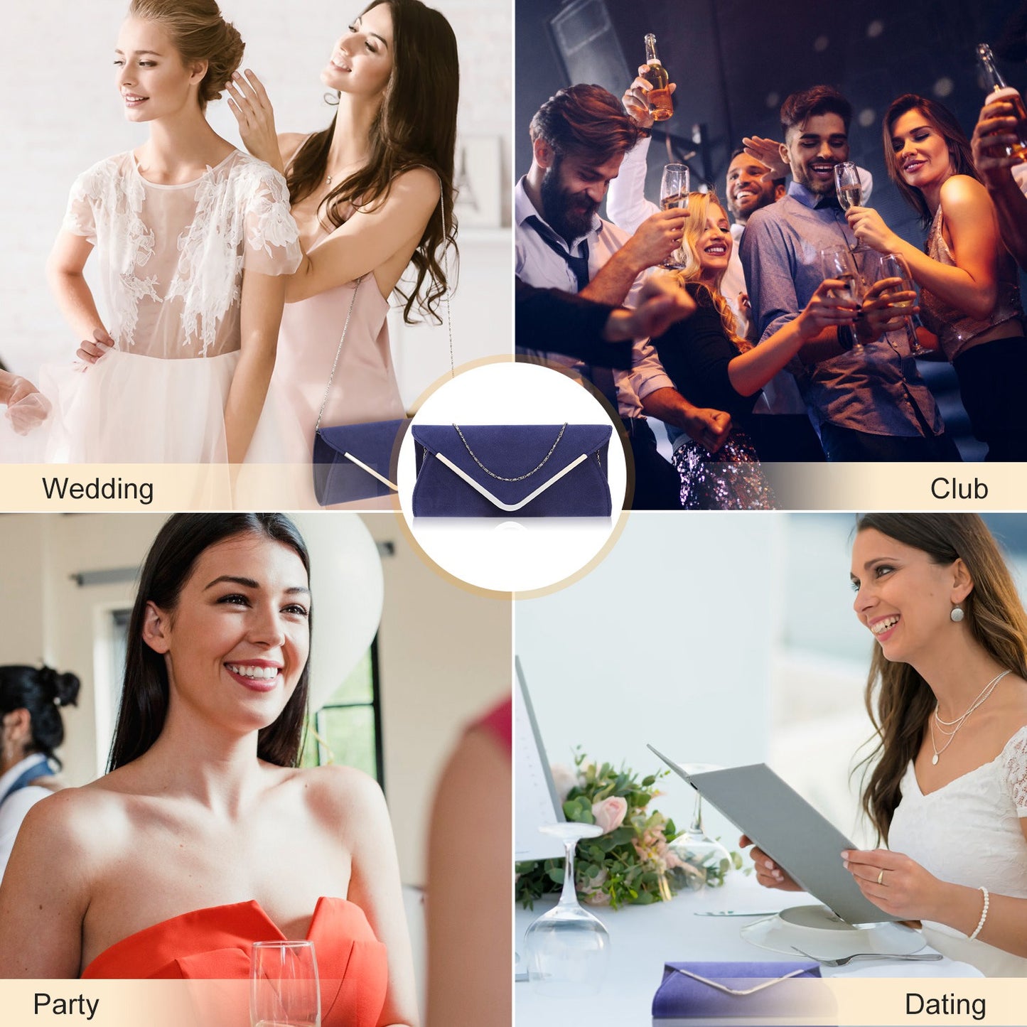 Women Clutch Wallet Bags For Party Wedding Soft Handbag Portable Thin Envelop
