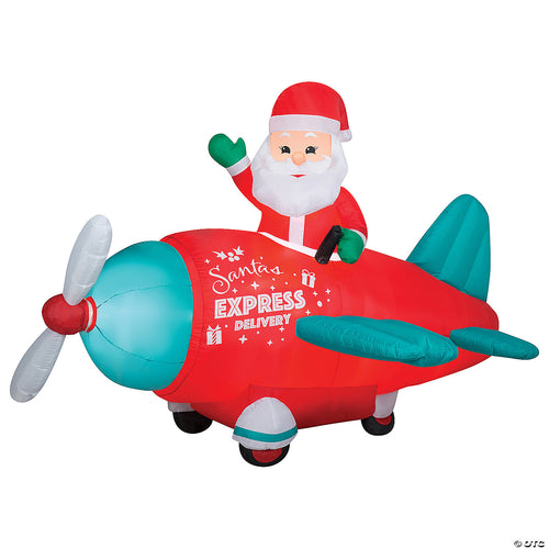 Airblown® Animated Santa In Vintage Airplane 61" Inflatable Christmas Outdoor Yard Decor