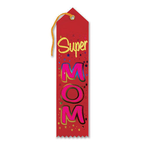 Beistle Super Mom Award Ribbon - Mothers/Fathers Day | Party Supply