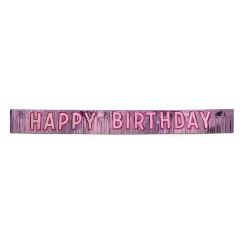 Beistle Metallic Pink Happy Birthday Banner | Party Supply | Decoration