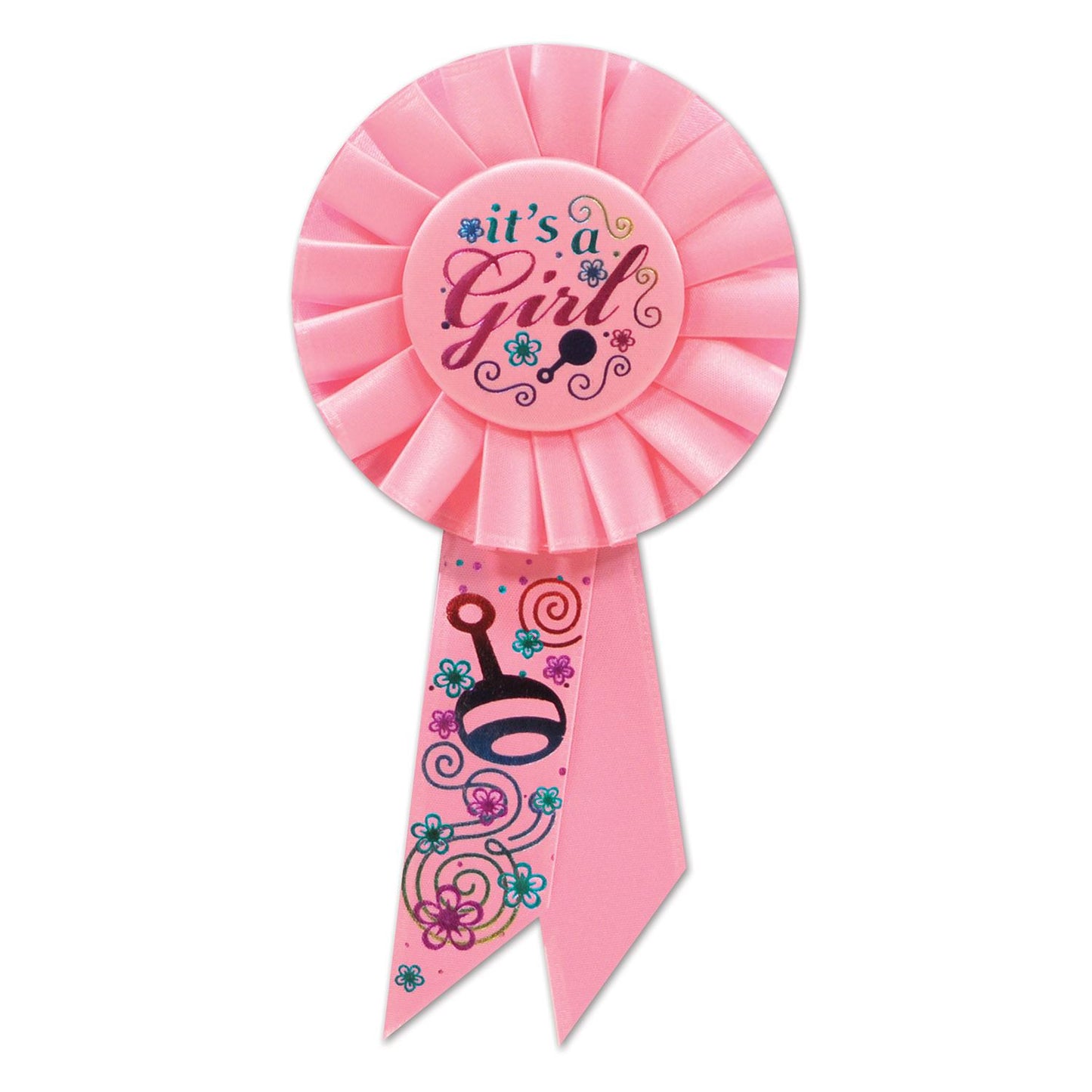 Beistle It's A Girl Rosette Ribbon - Baby Shower | Party Supply | Decoration