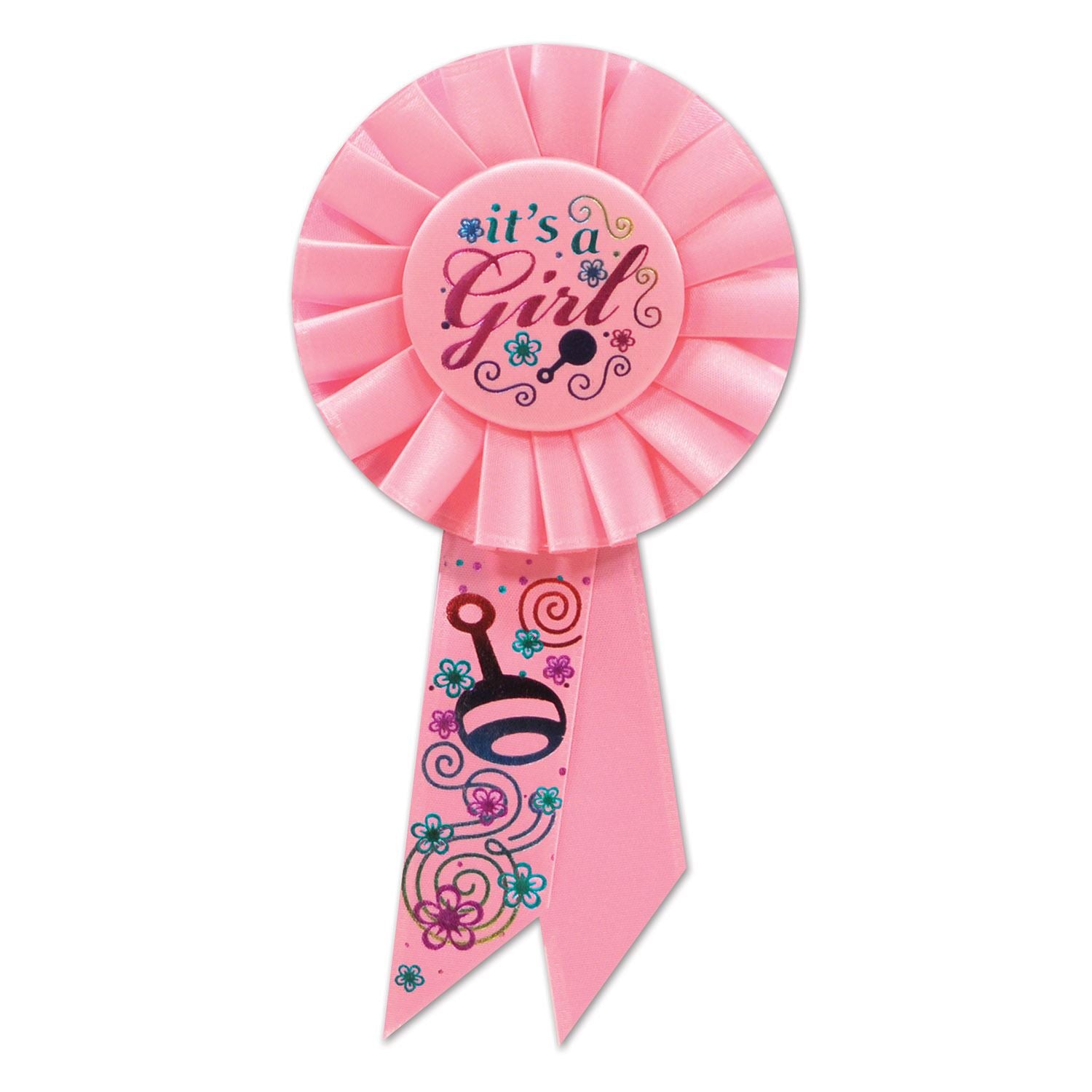 Beistle It's A Girl Rosette Ribbon - Baby Shower | Party Supply | Decoration