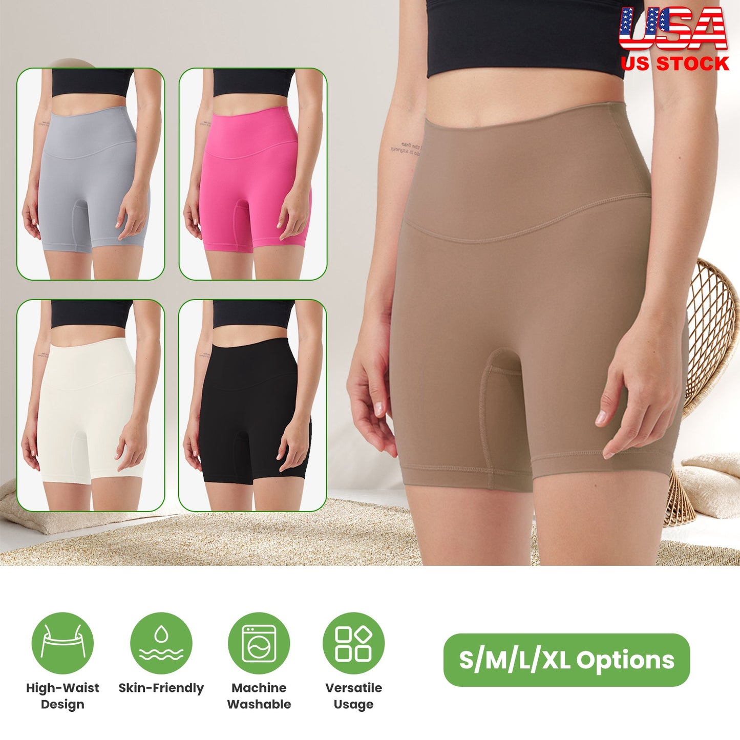 Women s High Waist Biker Shorts Tummy Control Pants Athletic Leggings Spandex