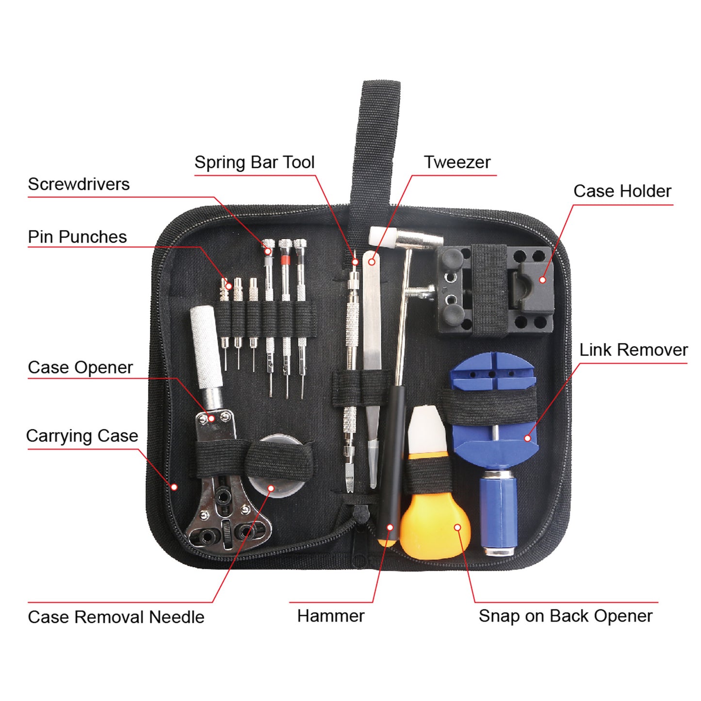 14 PCS Watch Repair Tool Kit Link Remover Watch Case Opener w/ Free Carrying