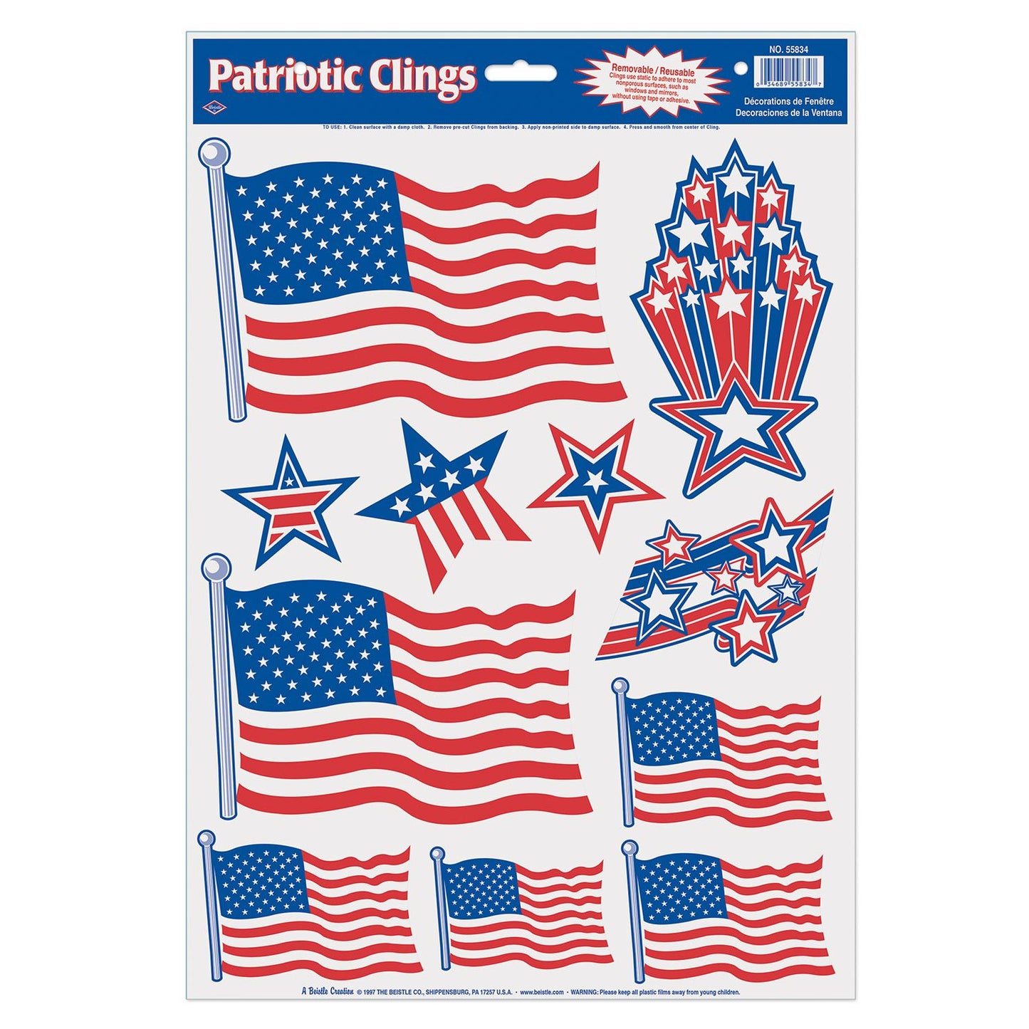 Beistle Patriotic Window Clings | Party Supply | Decoration