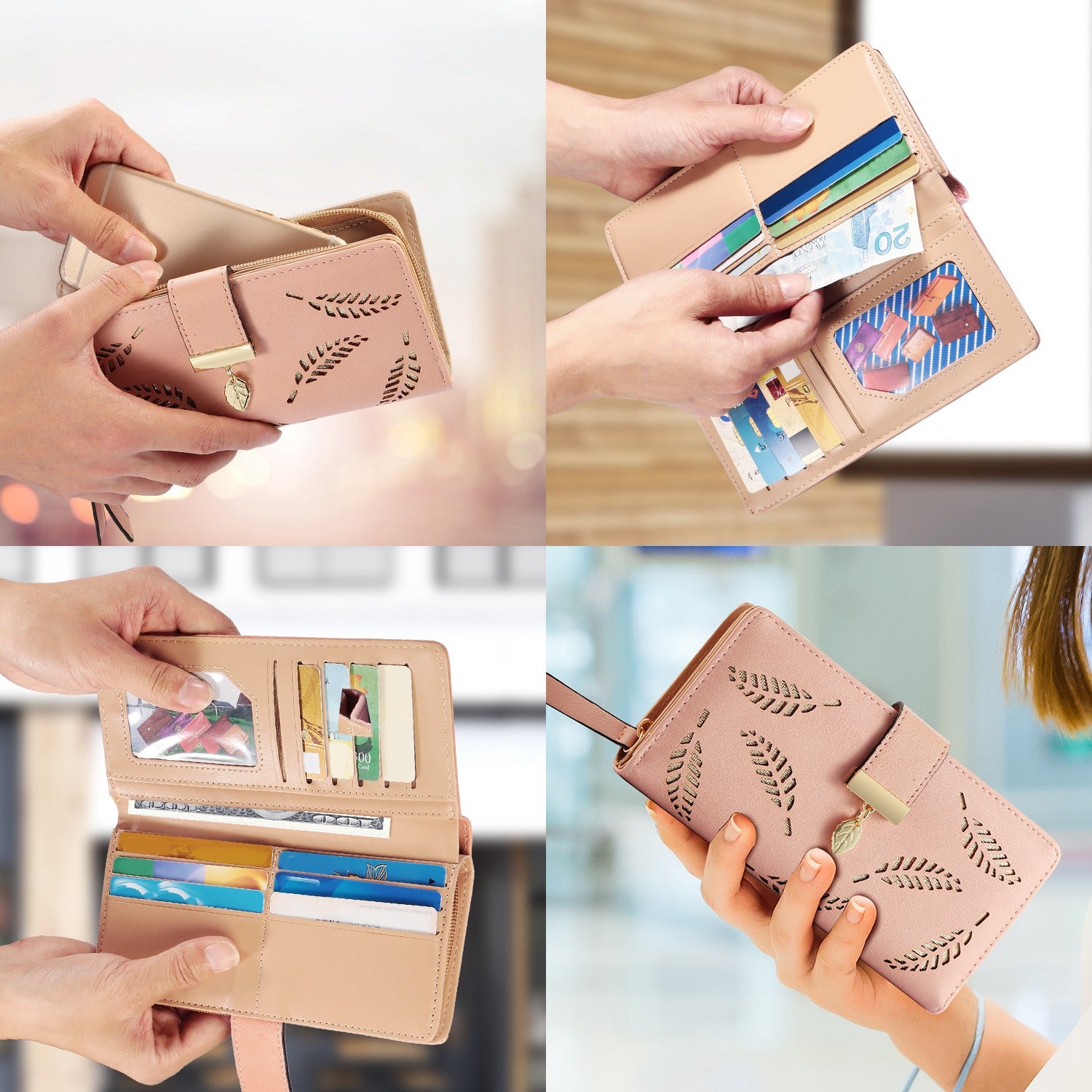 Women Wallet PU Leather Lady Long Purse Phone Clutch Case Credit Card Holder 11