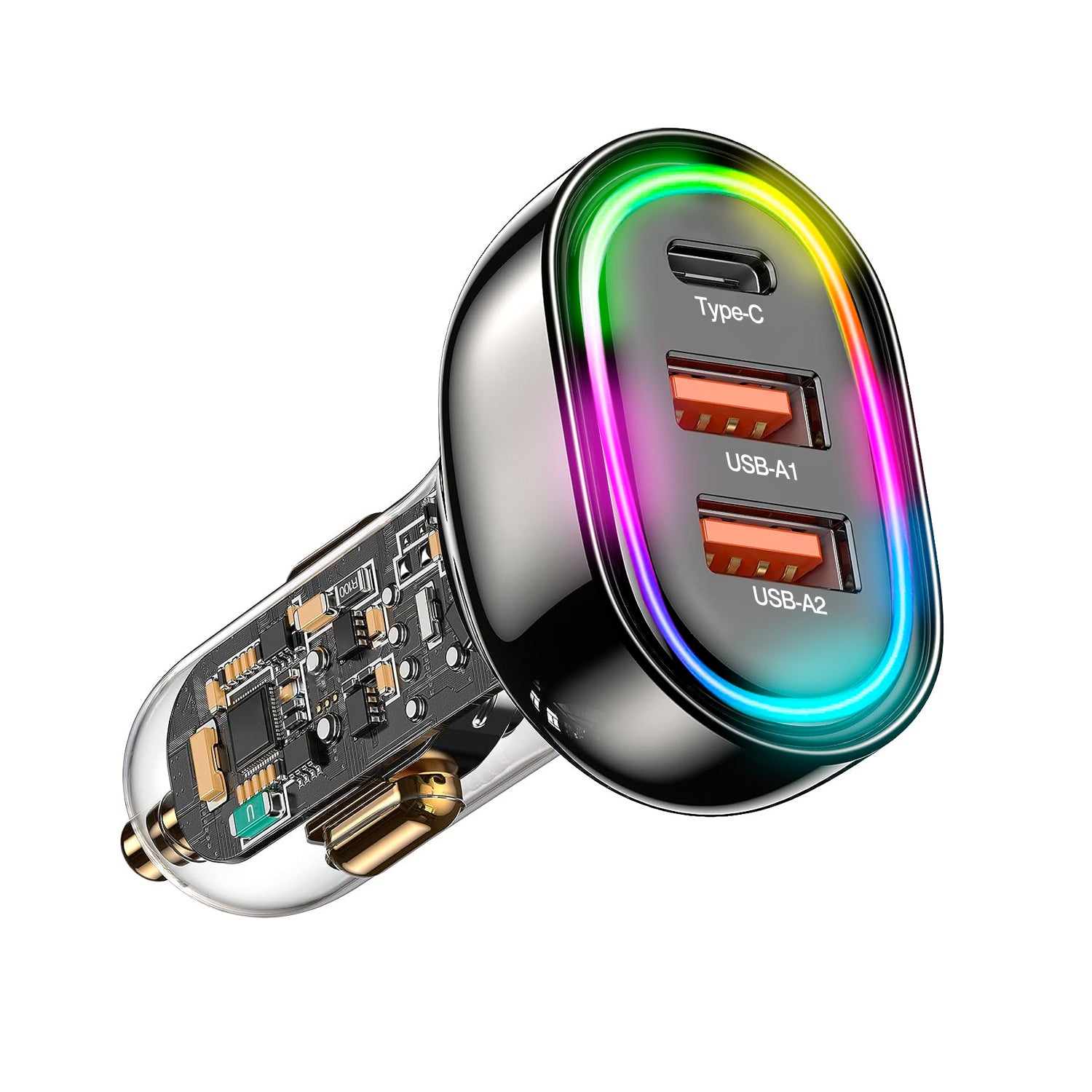 90W 3 Ports Fast Charge Car Charger QC3.0 PD3.0 USB Type-C LT Car Cigarette