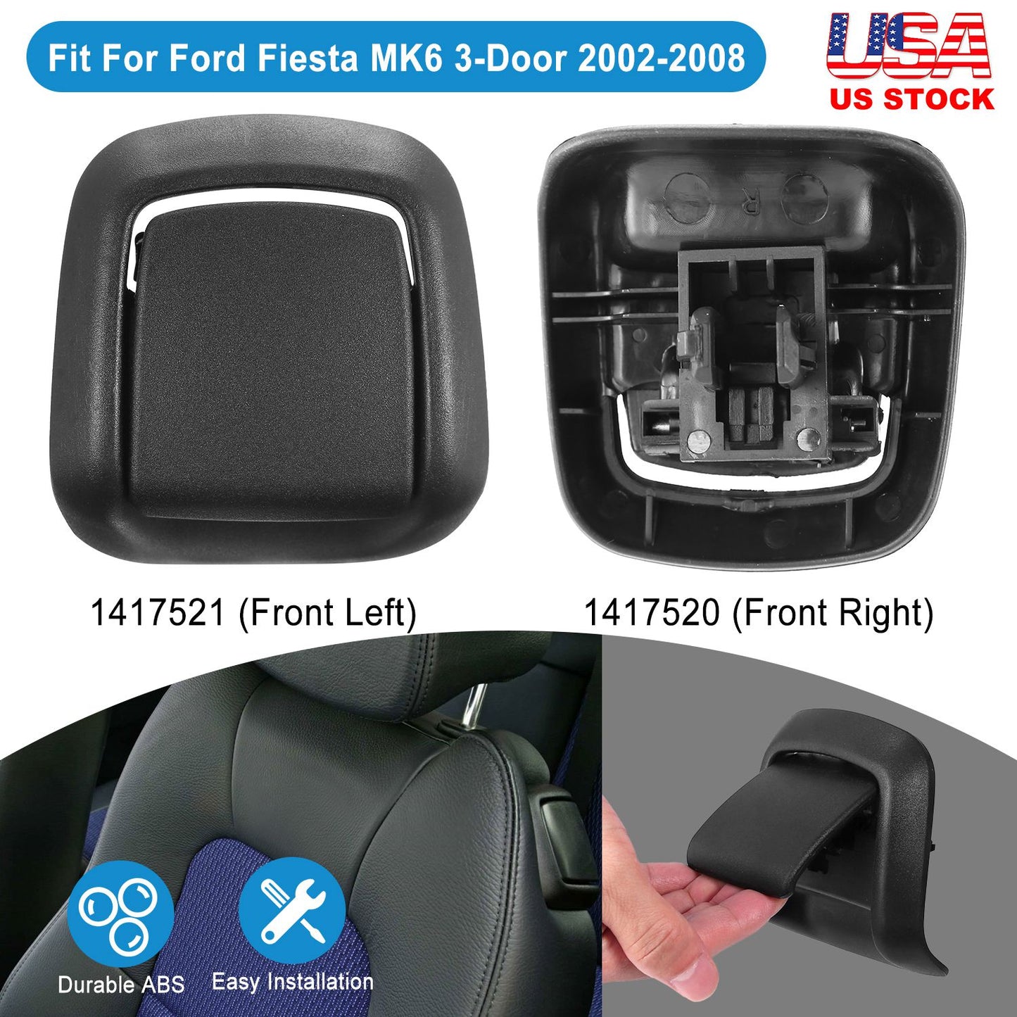 1 Pair Car Seat Release Handles for Ford Fiesta MK6 2002-2008 Auto Seat
