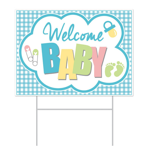 Beistle All Weather Plastic Welcome Baby Yard Sign - Baby Shower | Party