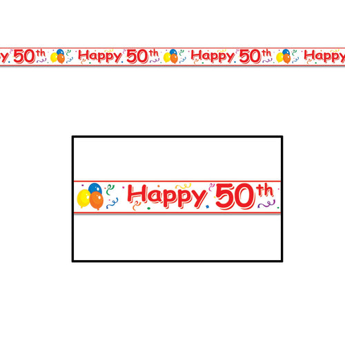 Beistle Happy 50th Birthday Party Tape - Birthday-Age Specific | Party Supply