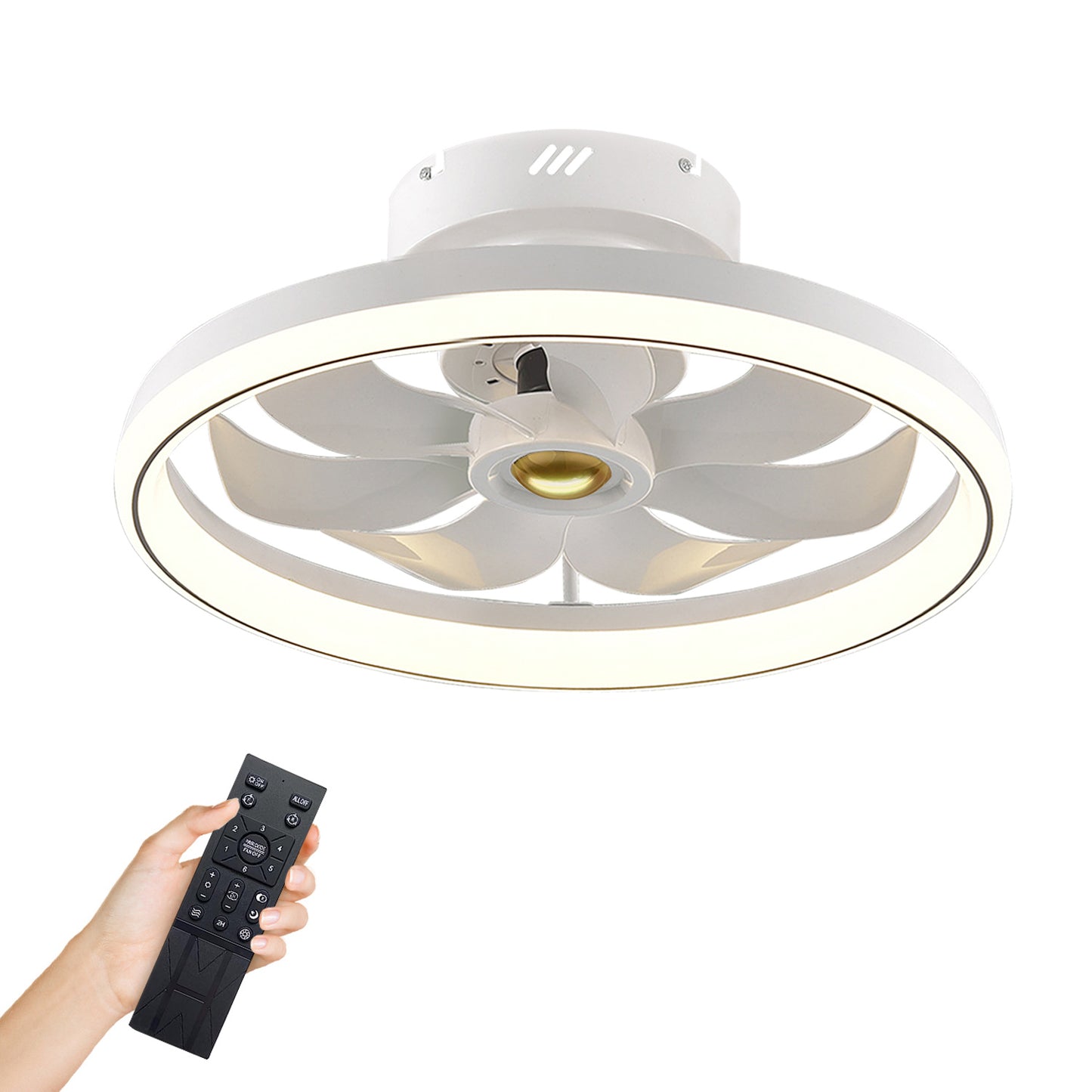 19.7in Ceiling Fan with 60W Light Round Pendant Fan Lamp LED Ceiling Fan with