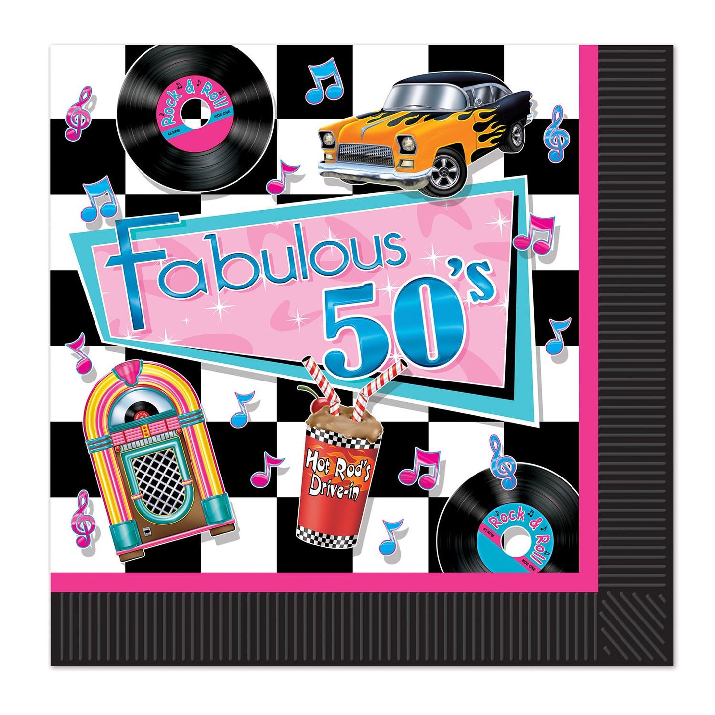 Beistle Fabulous 50's Luncheon Napkins - 50's/Rock & Roll | Party Supply