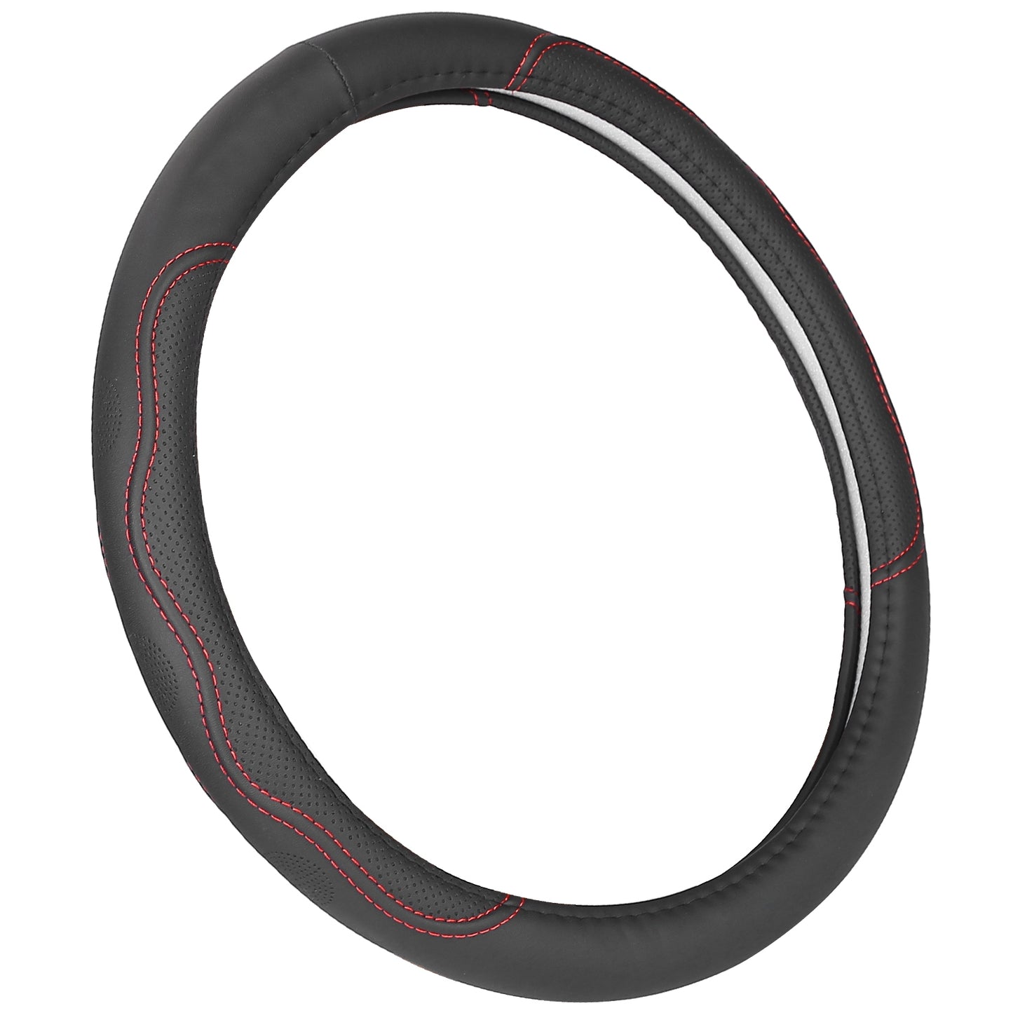 Steering Wheel Cover 14.5in-15in Diameter Universal Fiber Leather Car Steering