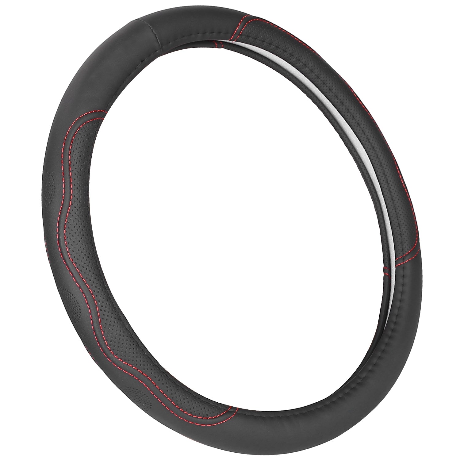 Steering Wheel Cover 14.5in-15in Diameter Universal Fiber Leather Car Steering