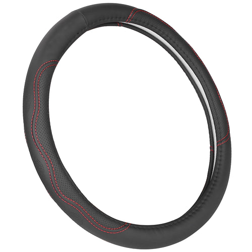 Steering Wheel Cover 14.5in-15in Diameter Universal Fiber Leather Car Steering