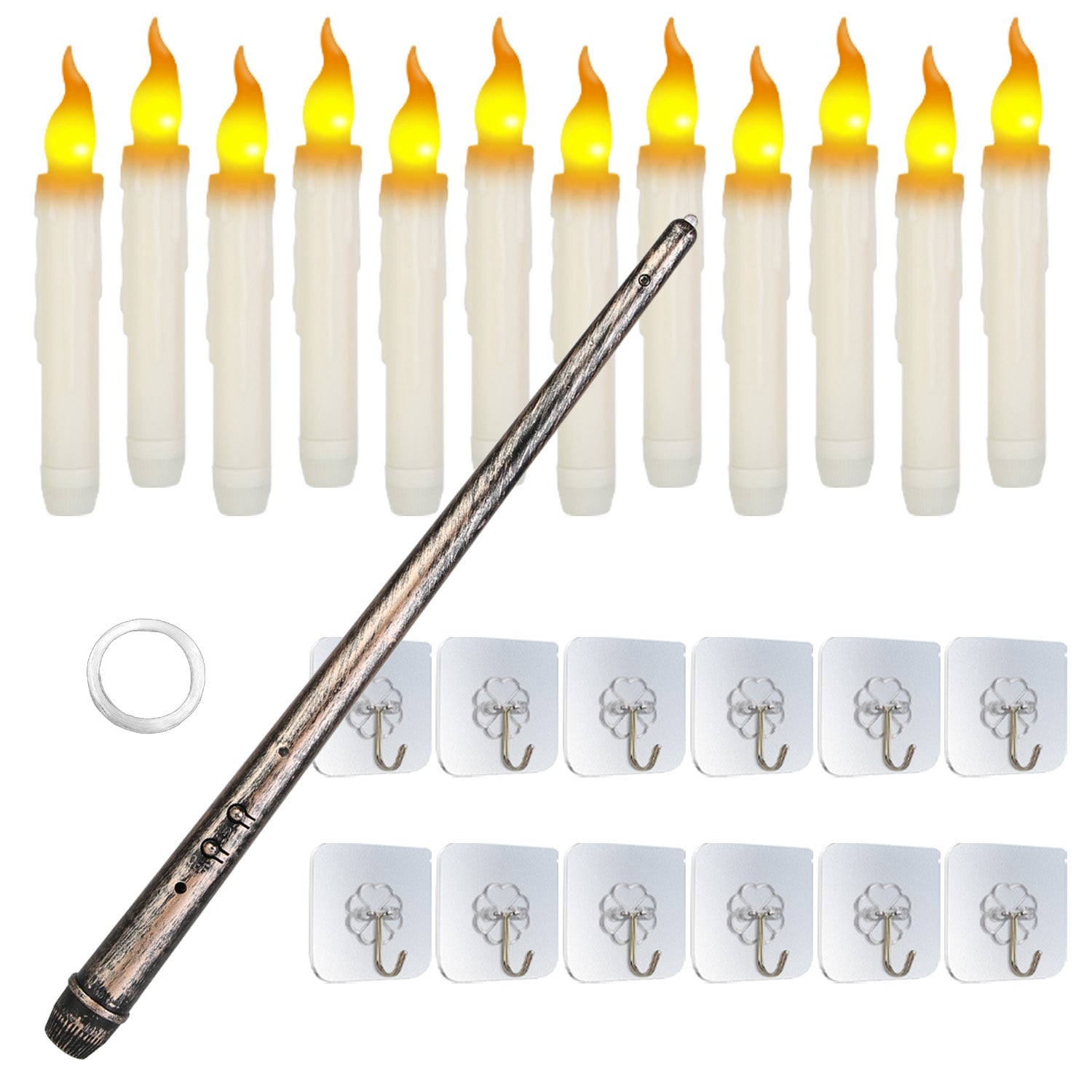 12Pcs Flameless Floating Candles LED Magic Hanging Candle Light Battery 9898