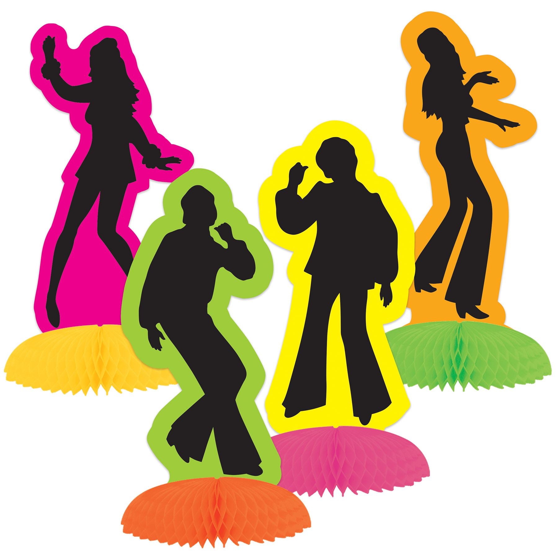 Beistle Retro 70's Silhouette Mini Centerpieces | Party Supply | Decoration