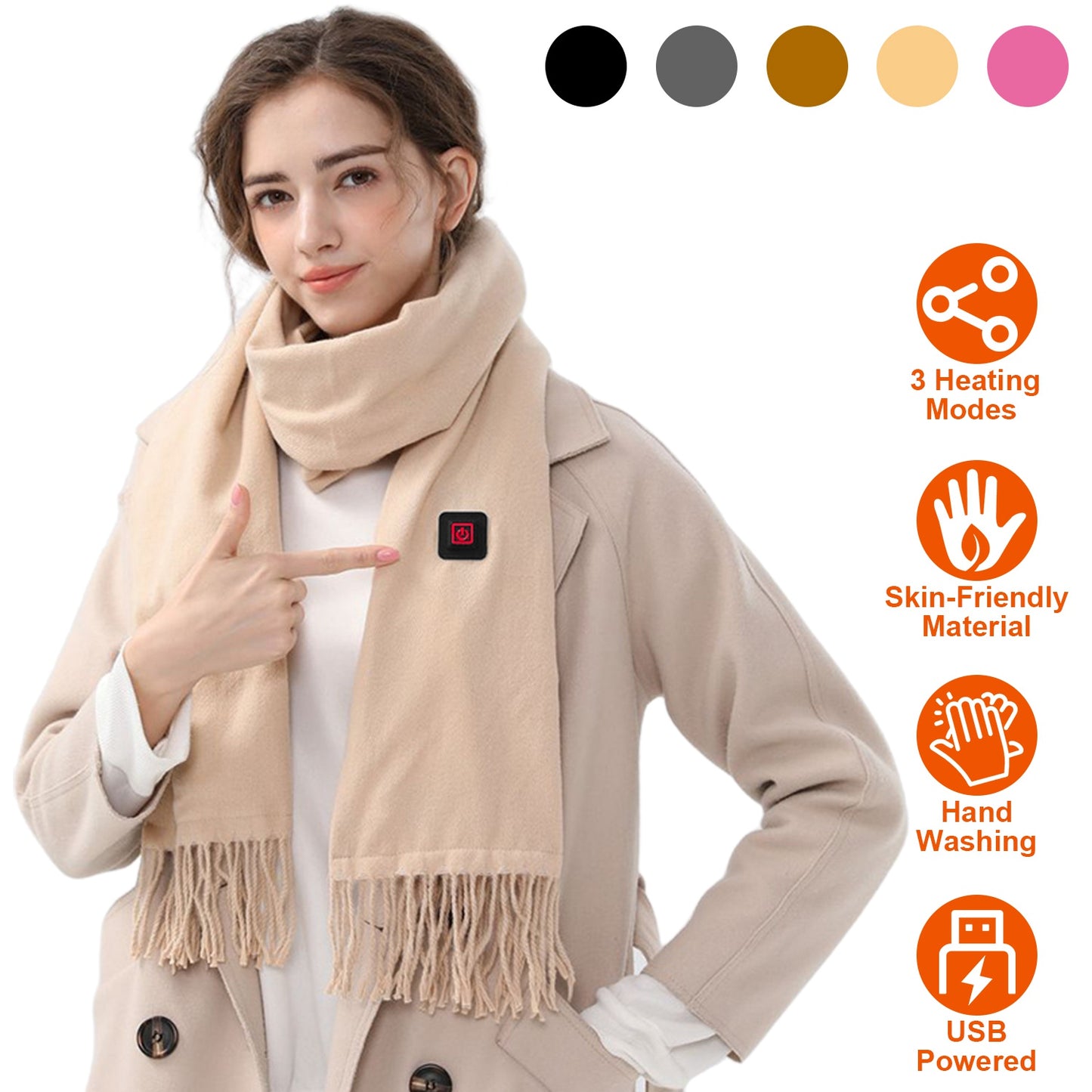 Electric Heated Winter Scarf USB Heating Neck Wrap Unisex Heated Neck Shawl