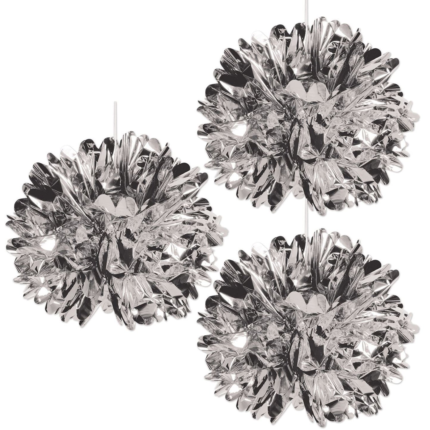 Beistle Metallic Fluff Balls (Silver) - New Years | Party Supply | Decoration