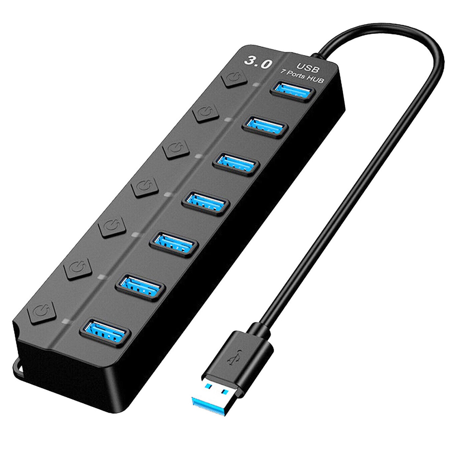 USB3.0 Hub Splitter 7Ports High Speed 5Gbps USB Data Expander with Separate ON