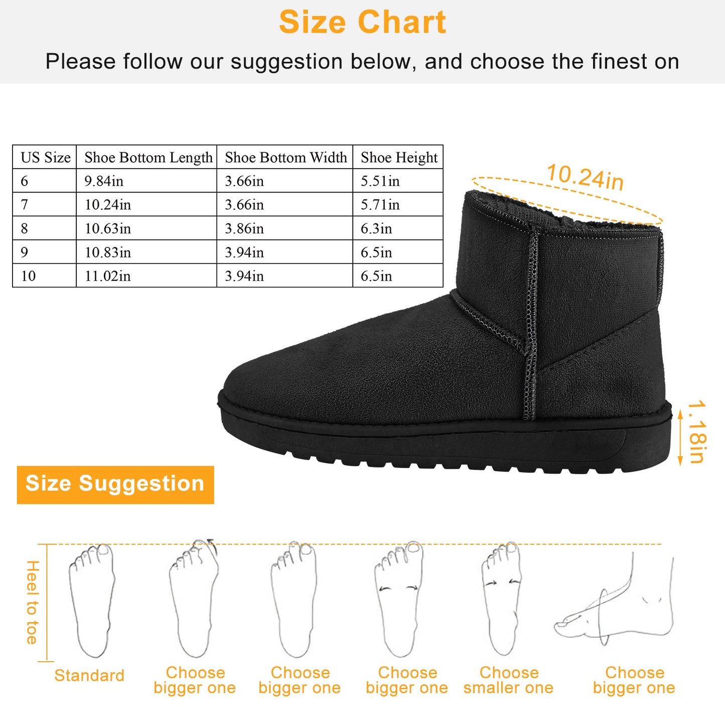 Women Lady Snow Boots Suede Mid-Calf Boot Shoe Short Plush Warm Lining Shoes w/