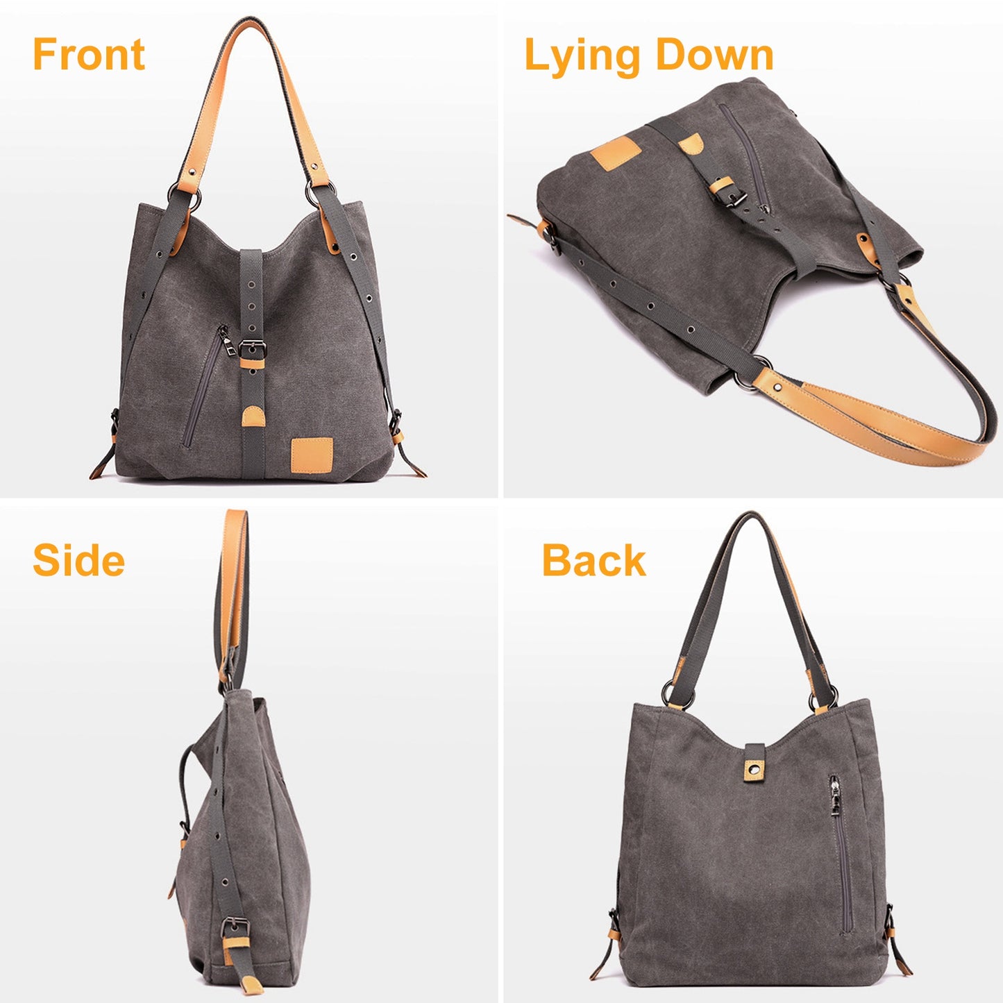 Ladies Canvas Tote Bag Multifunctional Purse Handbag Adjustable Shoulder