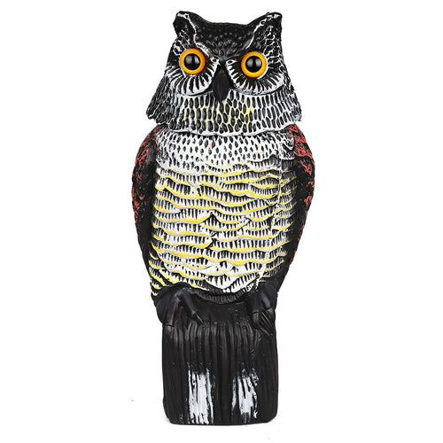 Lifelike Owl Decoy with 360 Degree Rotatable Head Scare Bird Squirrel Away Pest