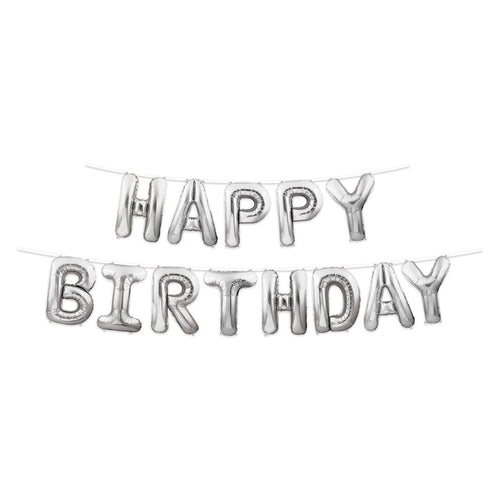 Beistle Happy Birthday Balloon Streamer - Silver | Party Supply | Decoration
