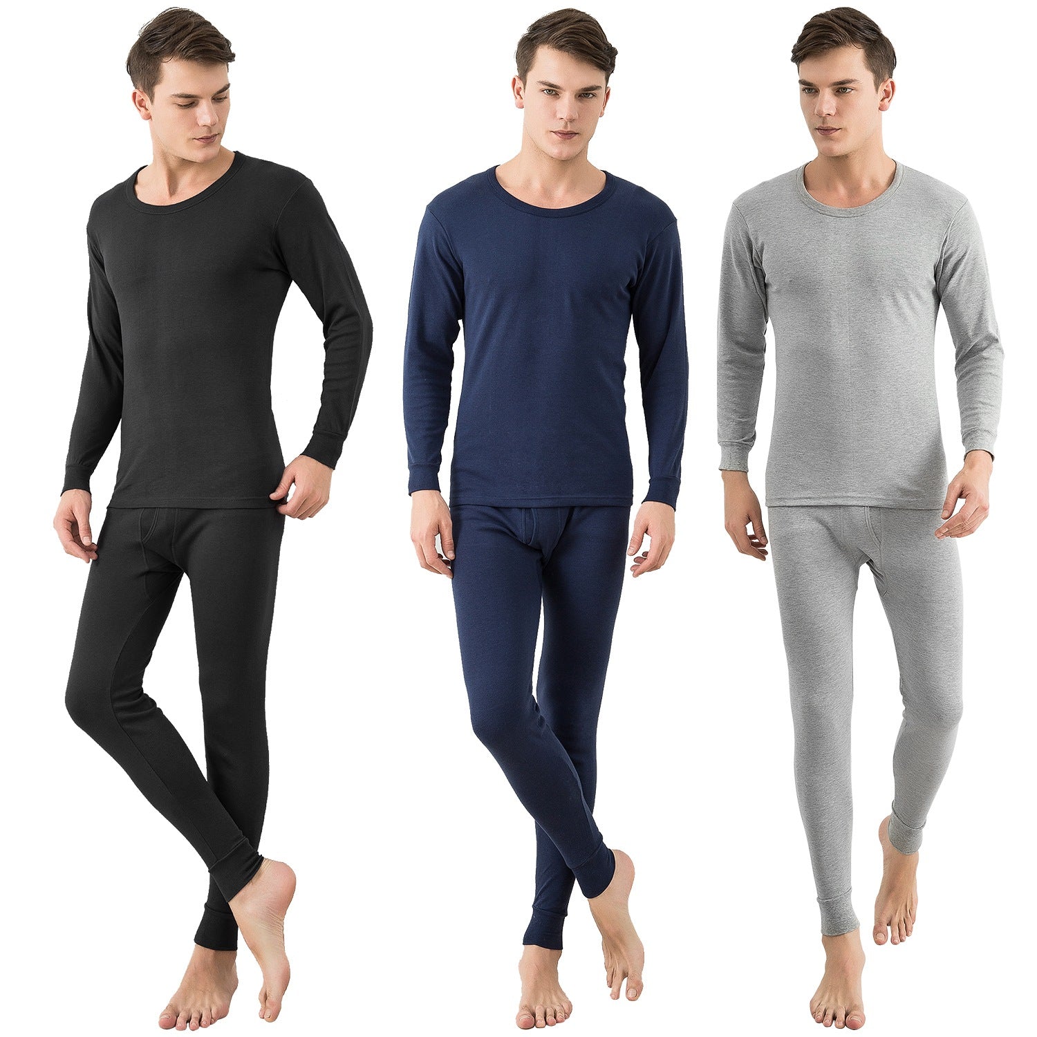 Men Thermal Underwear Set Long Johns Pants Long Sleeve Soft Underwear Kit Top