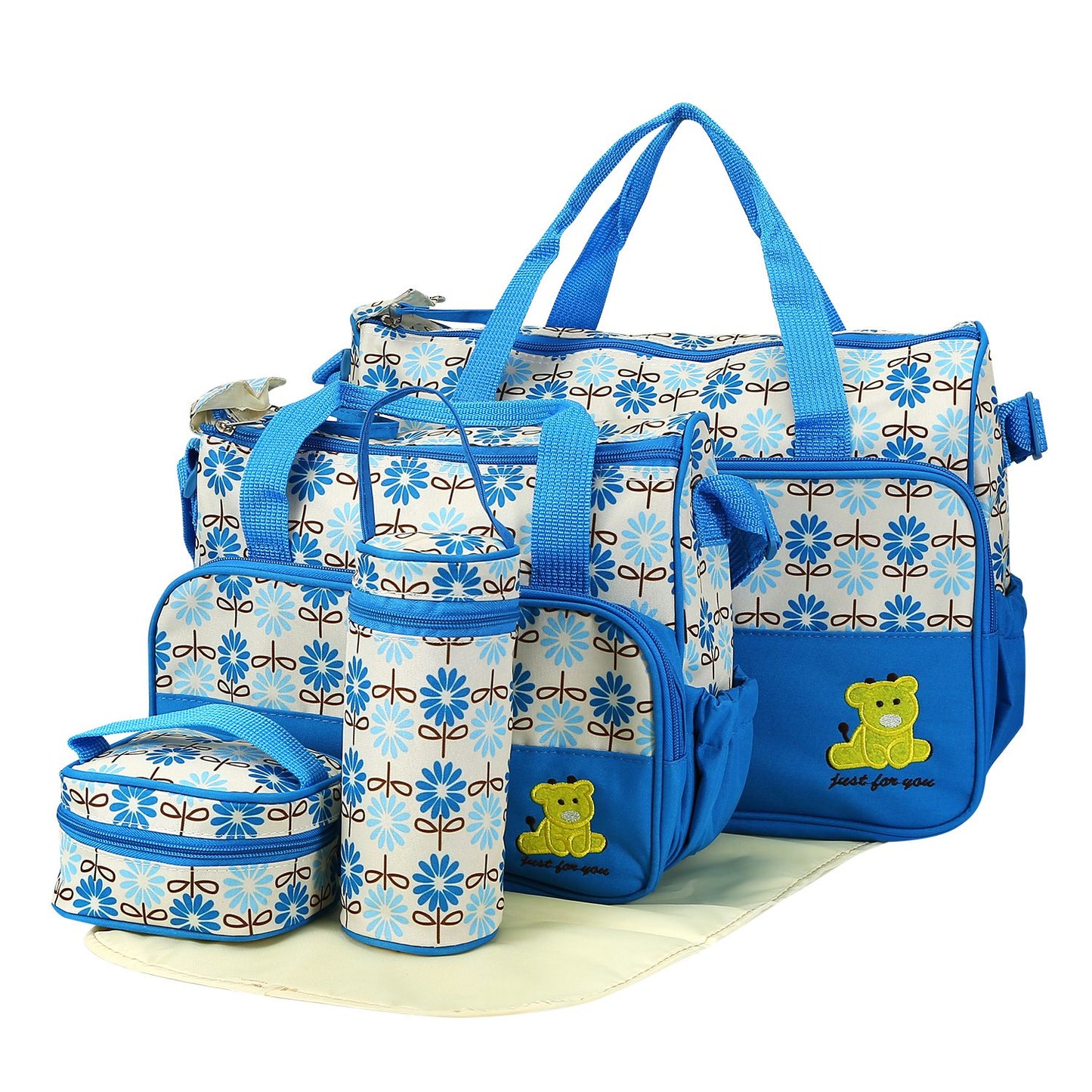 5PCS Baby Nappy Diaper Bags Set Mummy Diaper Shoulder Bags w/ Nappy Changing